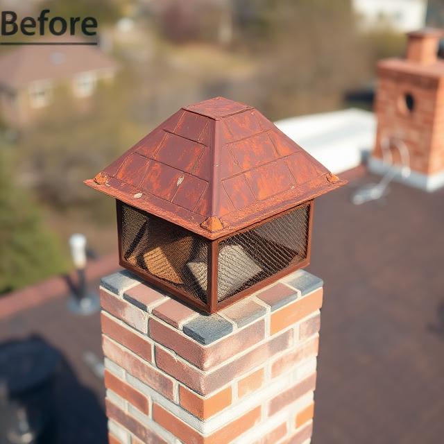 Before chimney cap installation - huntersville repair in Charlotte NC