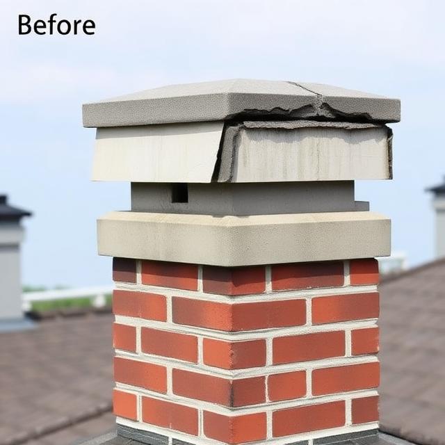 Before chimney crown repair - ballantyne repair in Charlotte NC