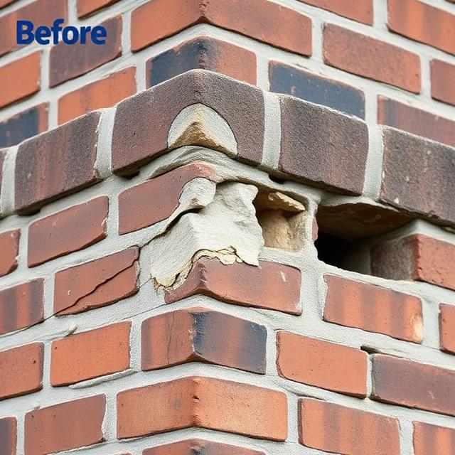 Before chimney tuckpointing - myers park repair in Charlotte NC